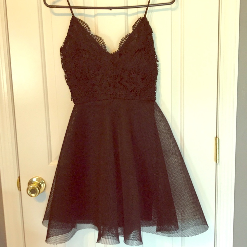 Black lace and mesh dress